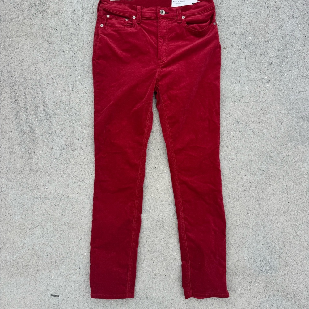 rag & bone Women's Vibrant Red Straight Leg Jeans